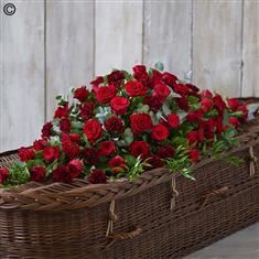 Rose and Carnation Casket Spray Red Extra Large