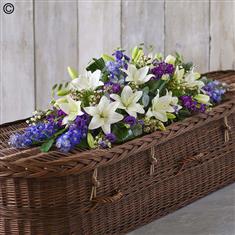 Blue and White Casket Spray Large