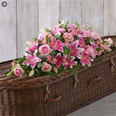Lily and Rose Casket Spray Pink Large