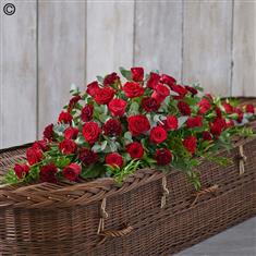 Rose and Carnation Casket Spray Red Large